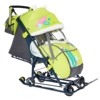 Санки коляска &laquo;Ника Детям НД 7-6&raquo;, рисунок с жирафом, цвет лимонный, механизм качания