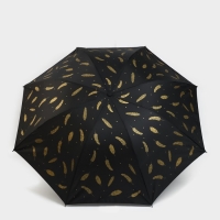 Зонт женский механический &laquo;Золотые перья&raquo;, 8 спиц, d=95, цвет чёрный