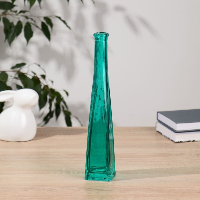 Ваза "Стрелка" четырехгранная, зеленая 29х5,5х5,5 см, 0,2л   микс 1560М