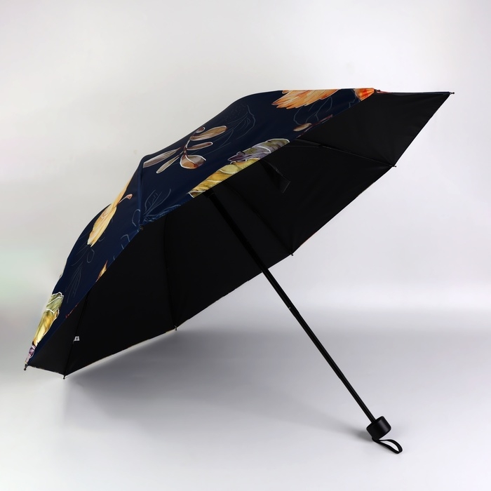 Зонт механический &laquo;Листопад&raquo;, эпонж, 4 сложения, 8 спиц, R = 48/56 см, D = 112 см, цвет МИКС