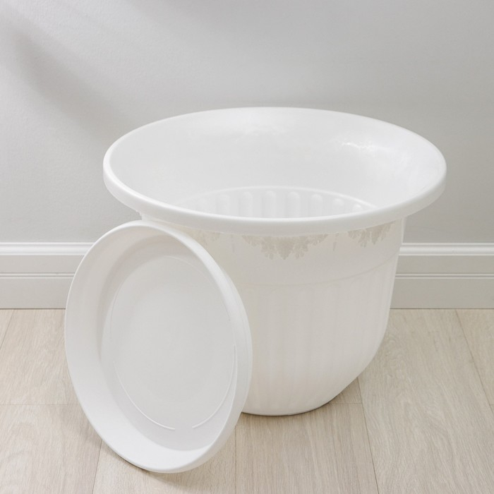 Горшок с поддоном «Лозанна», 40 л, цвет белый Горшок с поддоном «Лозанна», 40 л, цвет белый