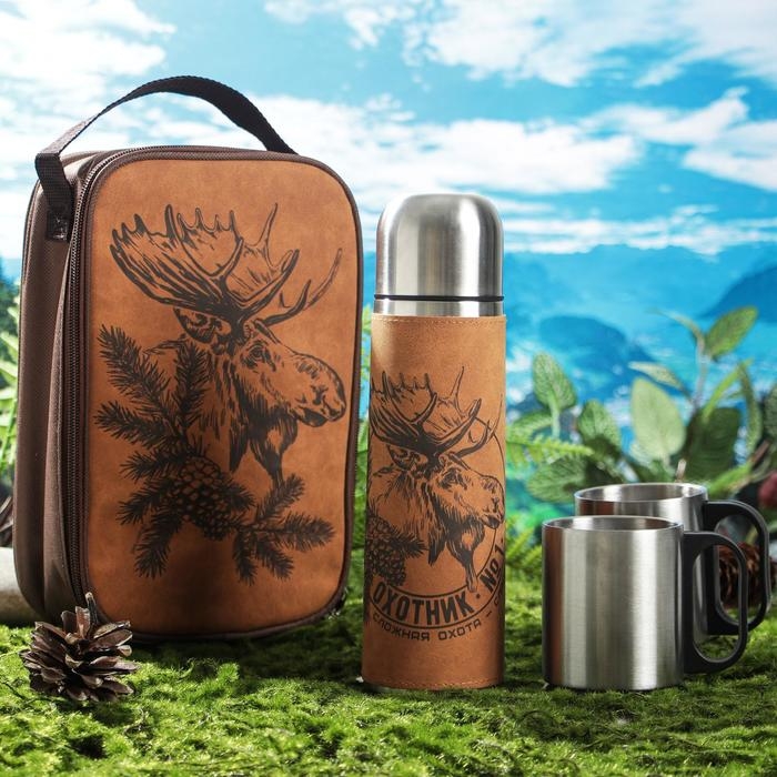 Набор &laquo;Лось&raquo;, термос 500 мл, кружка 2 шт