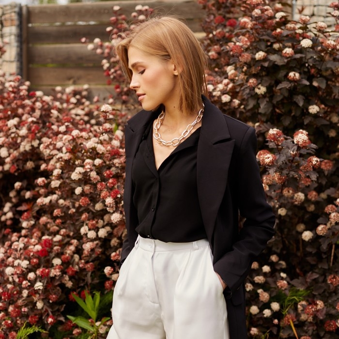 Рубашка женская MINAKU: Green trend, цвет чёрный, размер 44