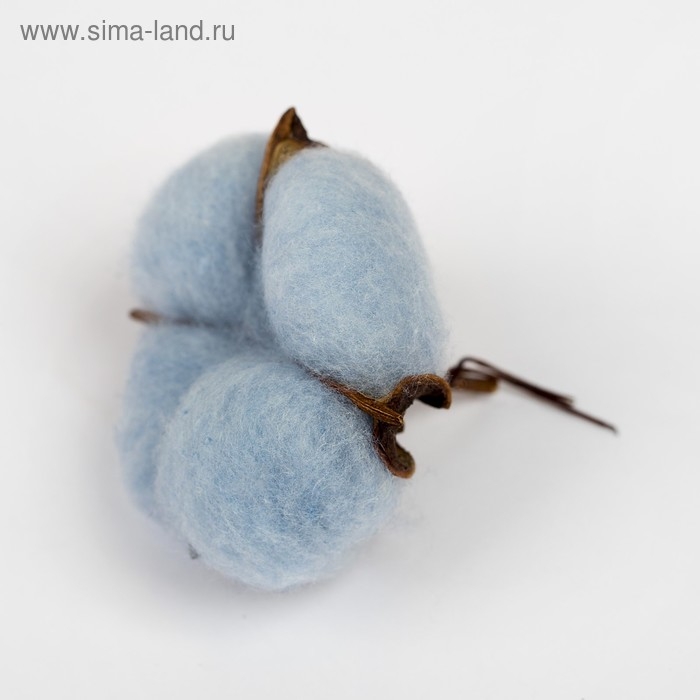 Сухие цветы хлопка, набор 3 шт., размер 1 шт. 6 &times; 6 см, цвет голубой