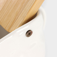 Банка для хранения сыпучих продуктов с ложкой BellaTenero, 750 мл, 14,5&times;11 см, с бамбуковой крышкой, фарфоровые, цвет белый