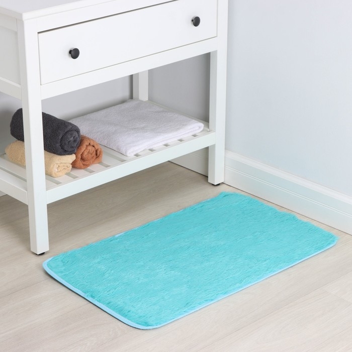 Коврик для дома Доляна &laquo;Пушистик&raquo;, 50&times;80 см, цвет лазурный