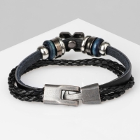 Браслет унисекс &laquo;Стиль&raquo; икс фактор, цвет чёрный с чернёным серебром, 21,5 см