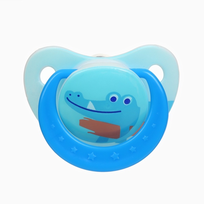 Набор: Соска - пустышка с держателем &laquo;Крокодил&raquo;, классичекая, +6 мес, цвет синий