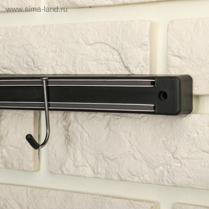 Держатель для ножей магнитный с крючками Доляна &laquo;Линия&raquo;, 34 см