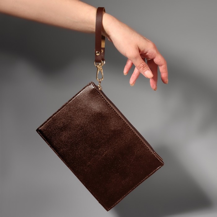 Ручка для сумки из натуральной кожи, с карабинами, 30 &plusmn; 2 см &times; 1,2 см, цвет коричневый/золотой