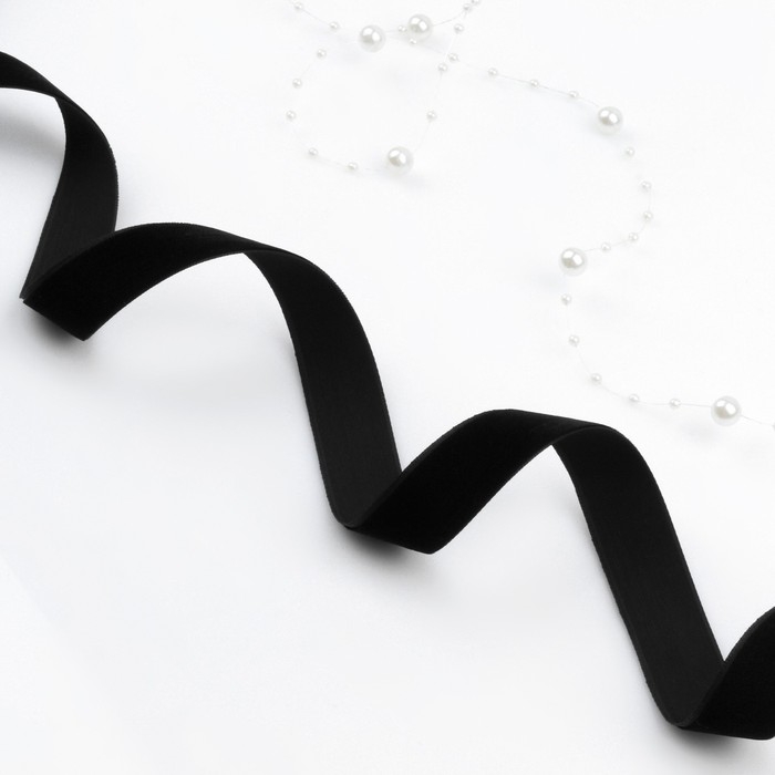 Лента бархатная, 20 мм, 18 ± 1 м, цвет чёрный №03 Лента бархатная, 20 мм, 18 ± 1 м, цвет чёрный №03