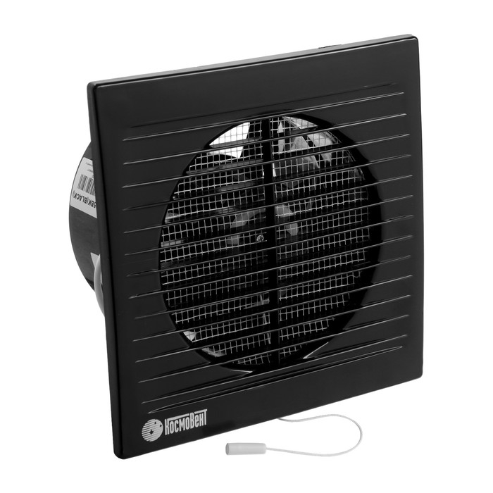 Вентилятор вытяжной "КосмоВент" В125ВК, d=125 мм, 12 Вт, 41 дБ, 160 м&sup3;/ч, с выключ., черный