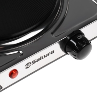 Плитка электрическая Sakura ПЭ-09Н, 1500 Вт, 1 конфорка,  серебристая