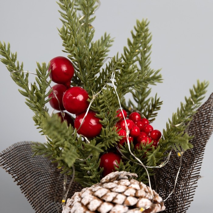 Фигура светодиодная &laquo;Зимняя рябина&raquo; 19 x13 x13 см, 10 LED, батарейки AG13x3 (в комплекте), свечение тёплое белое