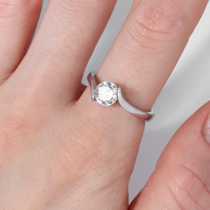 Кольцо &laquo;Классика&raquo; кристалл круг, цвет белый в серебре, безразмерное