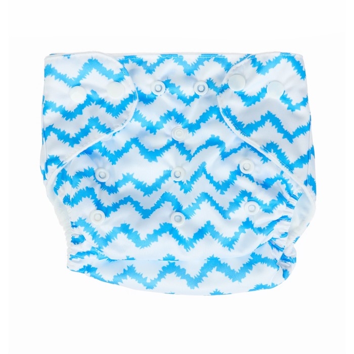 Многоразовый подгузник «Зигзаги», 3-15 кг, цвет голубой, Крошка Я Многоразовый подгузник «Зигзаги», 3-15 кг, цвет голубой, Крошка Я