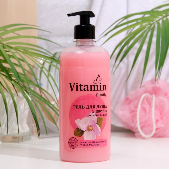 Гель для душа Vitamin Family, Гель для душа Vitamin Family, "5 цветов", расслабляющий, 650 мл