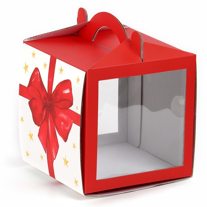 Коробка кондитерская с окном, сундук, &laquo;Бант&raquo;, 20 х 20 х 20 см