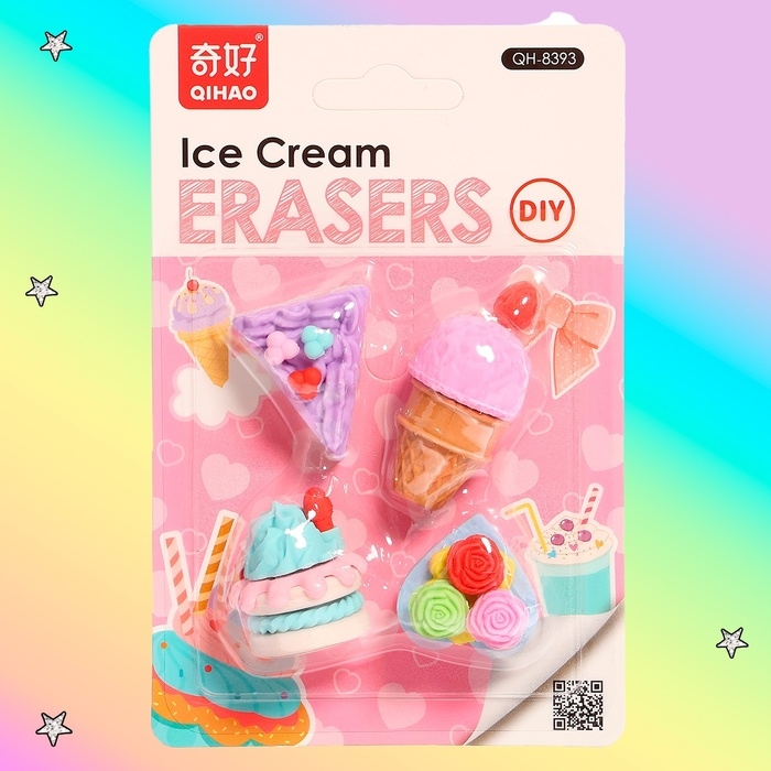 Игровой набор ластиков &laquo;Сладкоежка&raquo;, 4 шт., МИКС