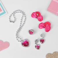 Комплект детский «Выбражулька» 5 предметов: 2 резинки, клипсы, кулон, кольцо, цвет малиновый Комплект детский «Выбражулька» 5 предметов: 2 резинки, клипсы, кулон, кольцо, цвет малиновый