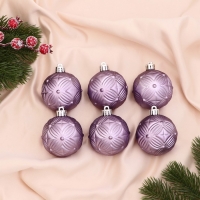 Набор шаров пластик d-6 см, 6 шт "Пальметта" сиреневый Набор шаров пластик d-6 см, 6 шт "Пальметта" сиреневый