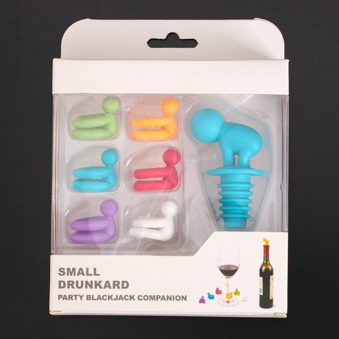 Набор насадок для бокалов &laquo;Ребятки&raquo;, в комплекте с пробкой