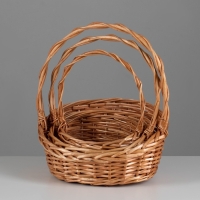 Набор корзин, 27x23x7/13x30, 23x19x6/11x25, 17x12x7/9x21 см, ива, медовый Набор корзин, 27x23x7/13x30, 23x19x6/11x25, 17x12x7/9x21 см, ива, медовый