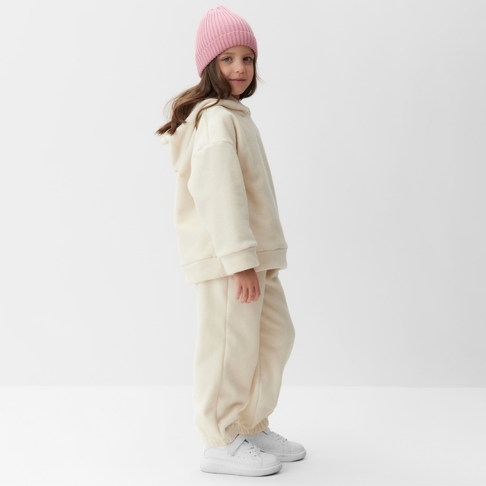 Костюм флисовый (худи и брюки) детский MINAKU: Fleece Soft, цвет бежевый, рост 134 см