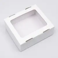 Коробка сборная, крышка-дно "белая" с окном 21х18х8 см