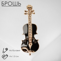 Брошь &laquo;Скрипка&raquo;, цвет чёрно-белый в золоте