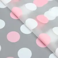 Пленка для цветов, &laquo;Горохи&raquo;, белый- розовый, 56&times;56 см