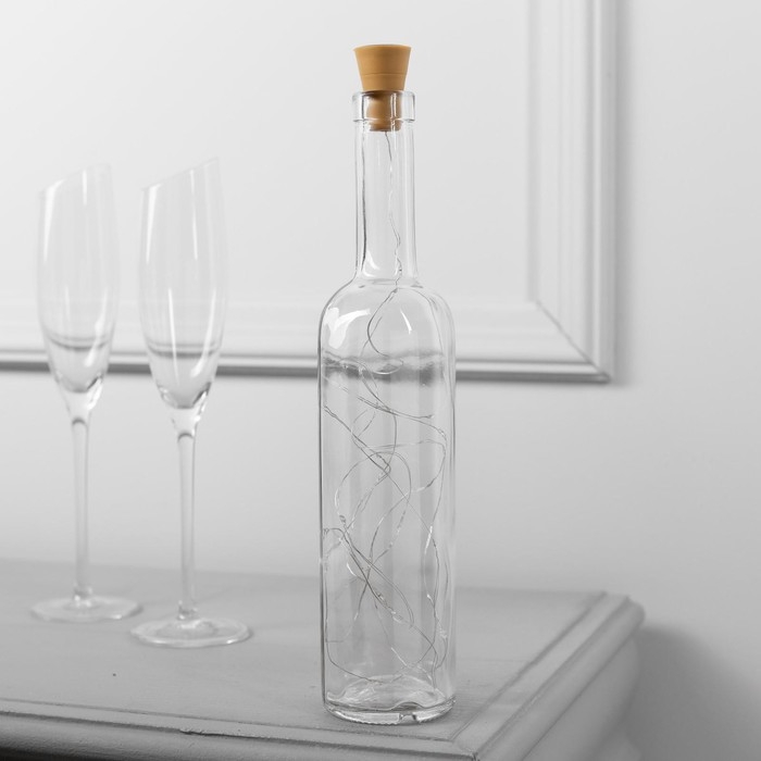 Гирлянда &laquo;Нить&raquo; 2 м роса с пробкой, IP44, серебристая нить, 20 LED, свечение фиолетовое, фиксинг, солнечная батарея