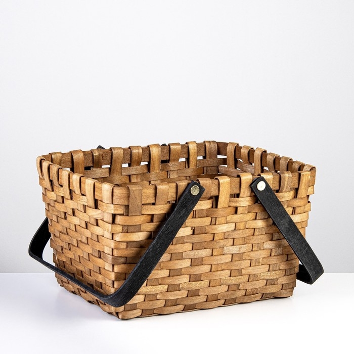 Корзина плетеная (секвойя), 28x23xH16/31 см, 1 шт., коричневый Корзина плетеная (секвойя), 28x23xH16/31 см, 1 шт., коричневый