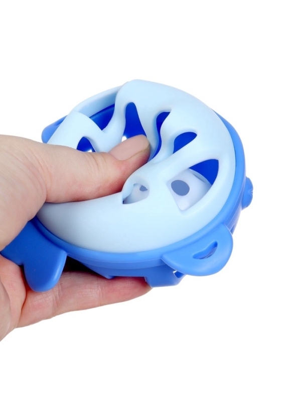 Прорезыватель силиконовый для зубов с погремушкой Крошка Я &laquo;Рыбка&raquo;, в кейсе, синий