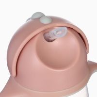 Поильник - непроливайка детский с силиконовой трубочкой &laquo;Фрукты&raquo;, 260 мл., с ручками, розовый