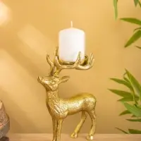 Подсвечник "Сохатый" 15,5х9х22,5 см, алюминий, золотой