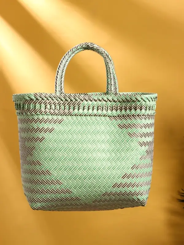 Сумка плетёная, 30&times;15&times;35 см, пластик, чёрно-бирюзовая