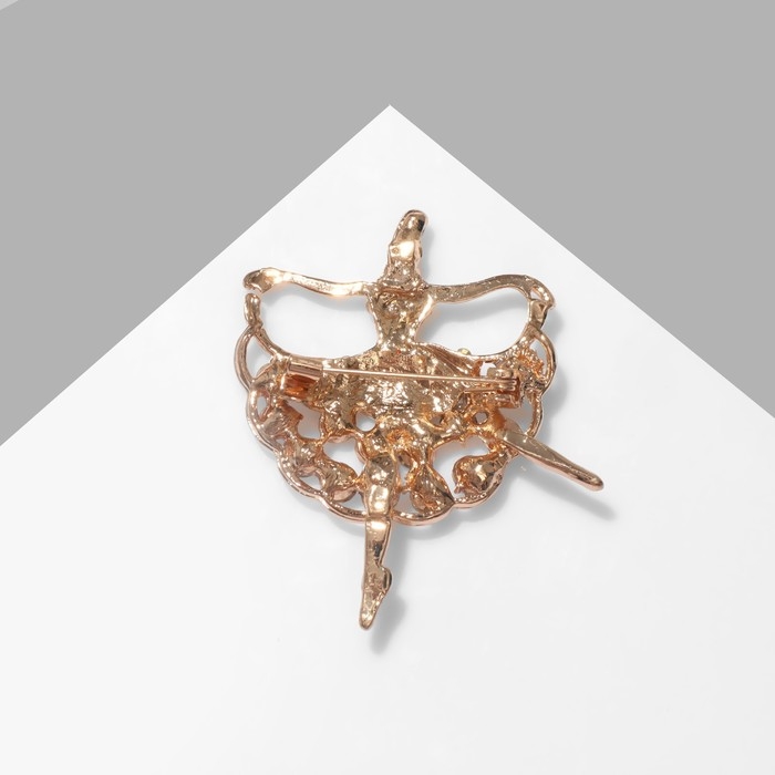 Брошь &laquo;Балерина&raquo; в стразах, цвет белый в золоте