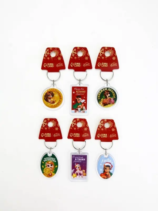 Брелок из пластика &laquo;Новогодний&raquo;, 6 шт., 5&times;4 см, МИКС