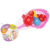 Набор резиновых игрушек для ванны &laquo;Рыбалка с цветными рыбками&raquo;, 5 шт, сачок, цвет МИКС, Крошка Я