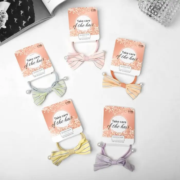 Резинка для волос &laquo;Миа&raquo;, бантик полосы, 5 см, МИКС