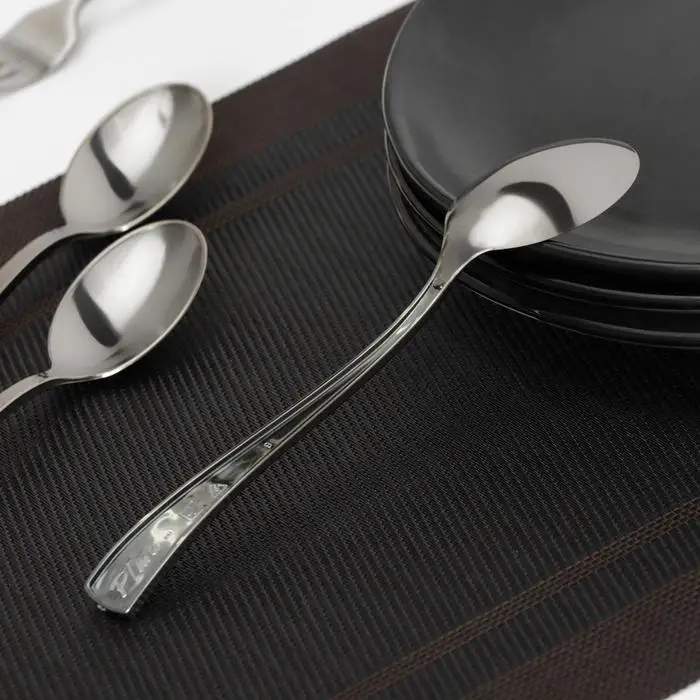 Ложка одноразовая, пластик,17.5 см, столовая, серебристая