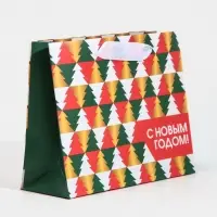 Пакет подарочный новогодний ламинированный &laquo;Ёлки&raquo;, 15 х 12 х 5.5 см