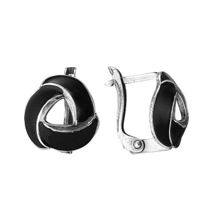 Серьги &laquo;Треугольник&raquo; ленты, посеребрение с оксидированием, цвет чёрный