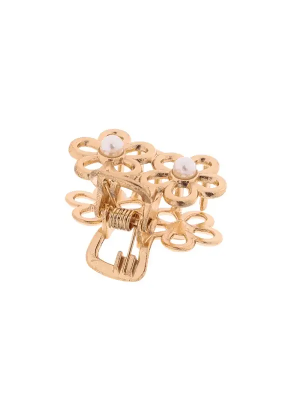 Крабик для волос &laquo;Маргарита&raquo;, ромашки жемчуг, 2.5 см, золото