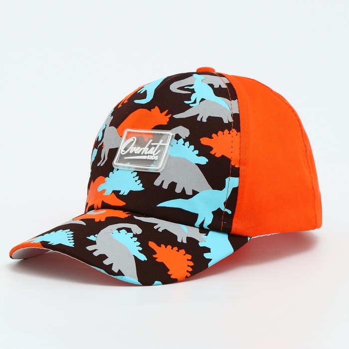 Кепка детская для мальчика &laquo;Динозавры&raquo;,цвет оранжевый, р-р 52-54, 5-7 лет