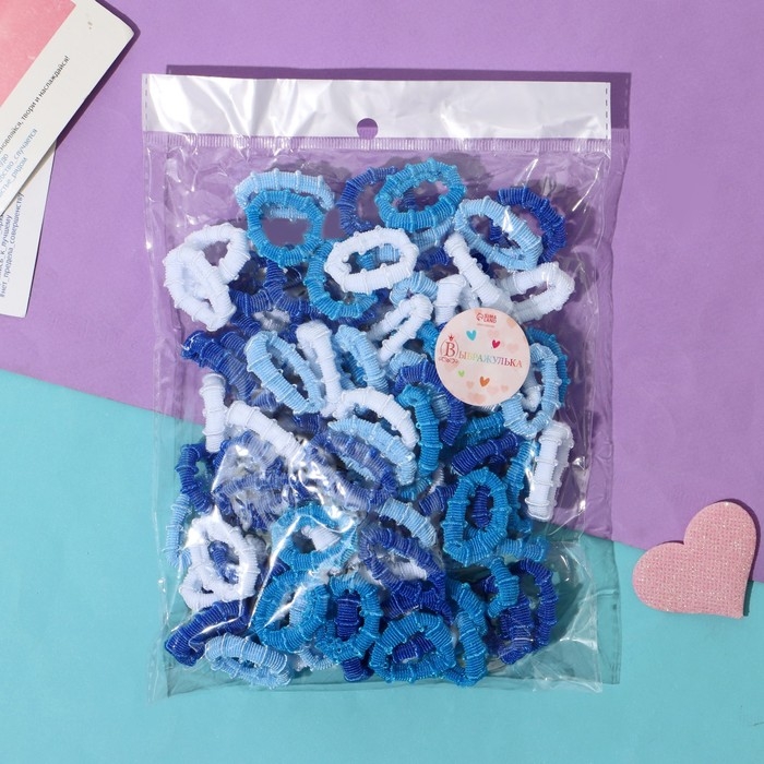 Резинка для волос Резинка для волос "Махрушка" (набор 100 шт) 3 см, белый синий