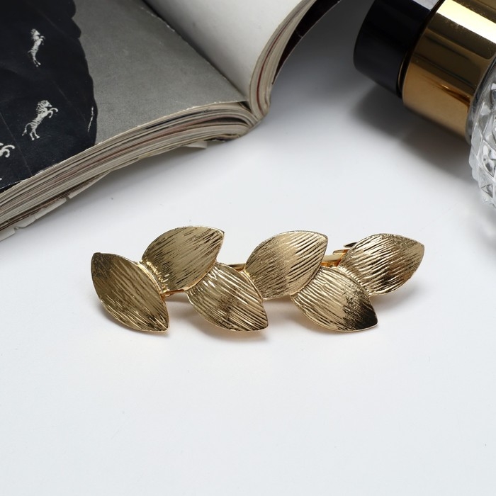 Заколка-автомат для волос &laquo;Либерти&raquo;, листочки, 6.5 см, золото