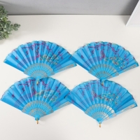 Веер пластик, текстиль "Вышивка" МИКС 23 см