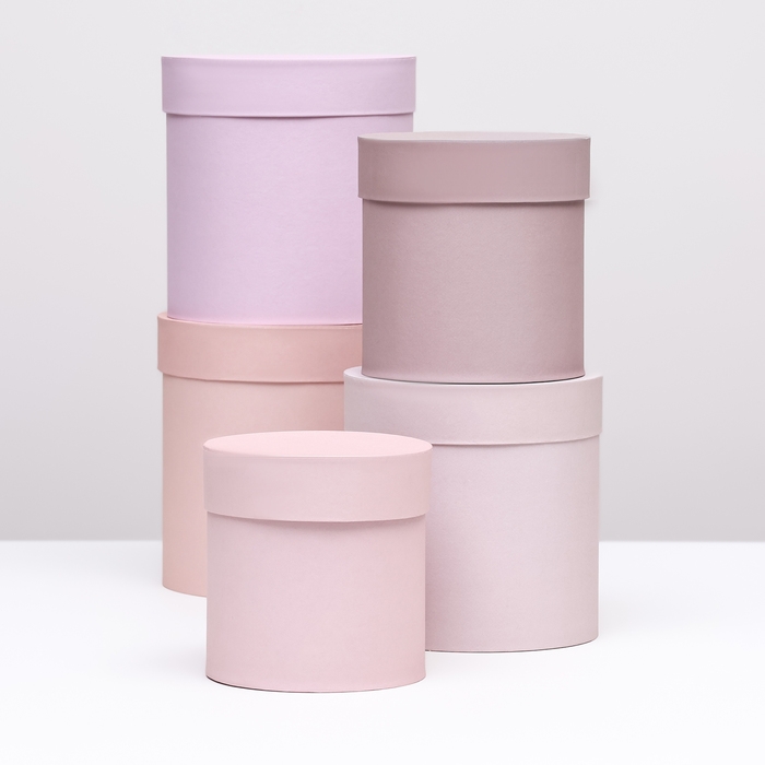 Набор шляпных коробок 5 в 1 "Пудра",20 &times; 20 &times; 20‒13,5 &times; 13,5 &times; 13,5 см